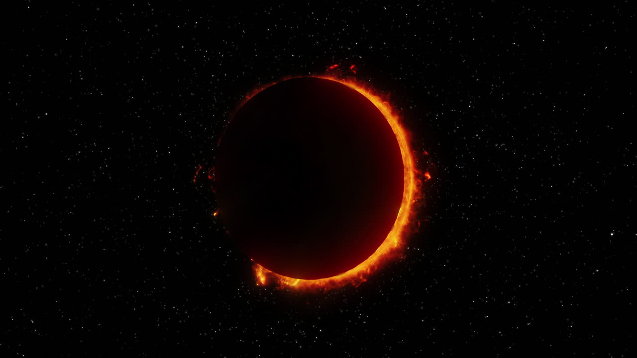 4k Full sun eclipse in deep space