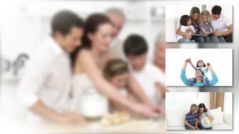 una familia alegre preparando una comida