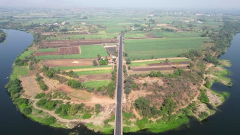 satara to aundh highway ,krishna river drone view