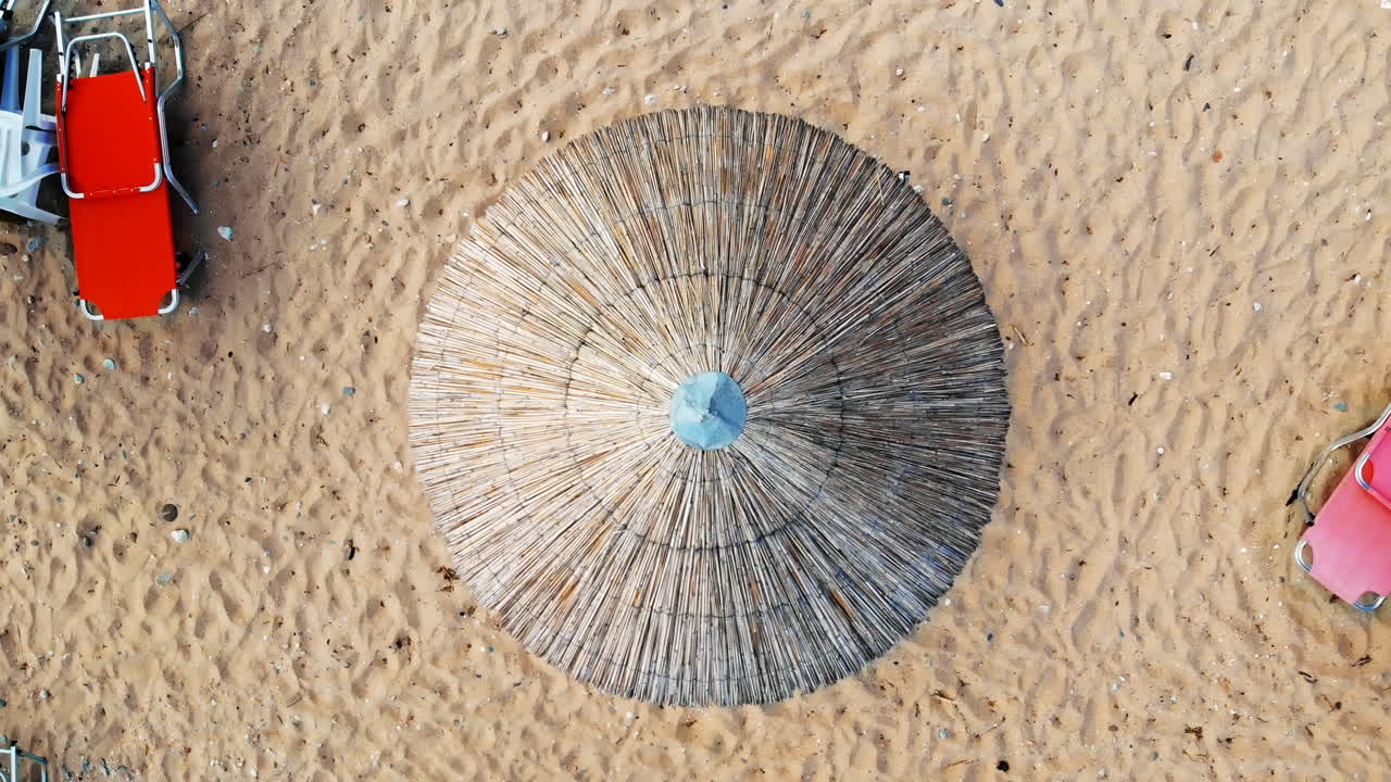 Top view of the head of bamboo umbrella