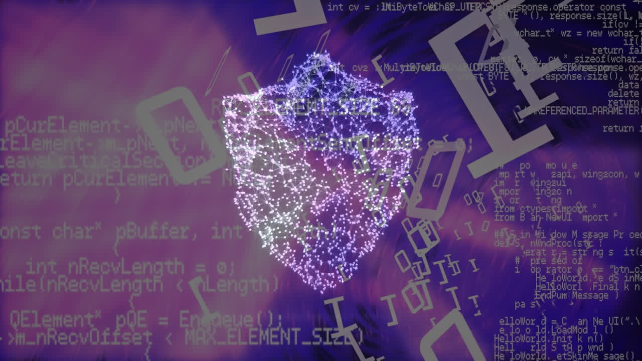 animación del icono del escudo sobre el procesamiento de datos