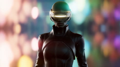 futuristic cyberpunk character with glowing visor