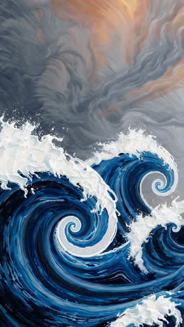 abstract painting of powerful ocean waves