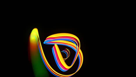 fondo en bucle abstracto con líneas multicolores rizadas en estructura de hélice. las rayas de color vuelan y forman rizos.