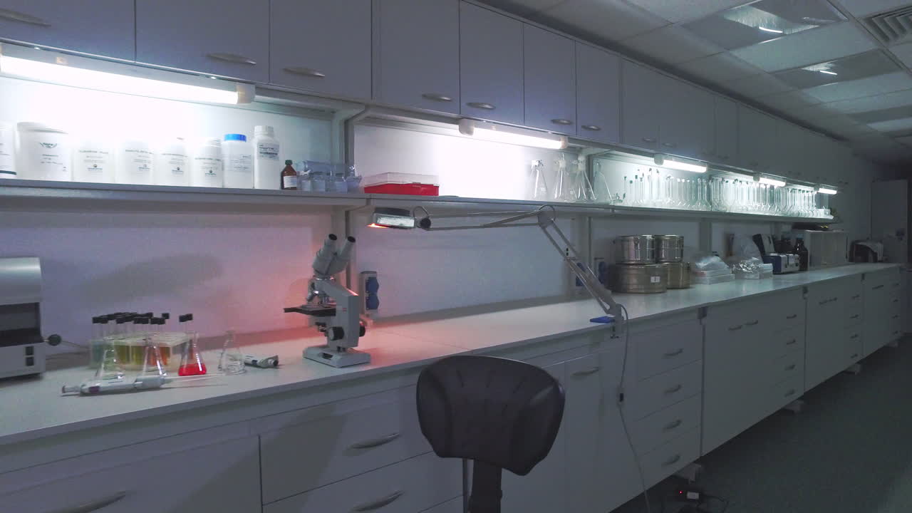 Biotechnology laboratory table. Biomedical scientist workspace