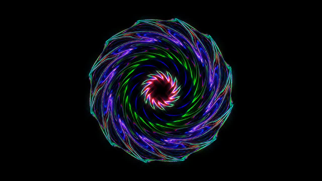 circle shape of dots wave motion, colorful, on black background