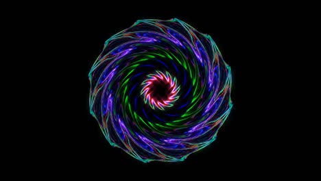 forma de círculo de puntos movimiento de onda, colorido, sobre fondo negro