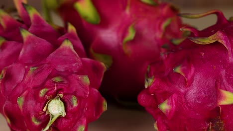 close-up view of dragon fruits on display