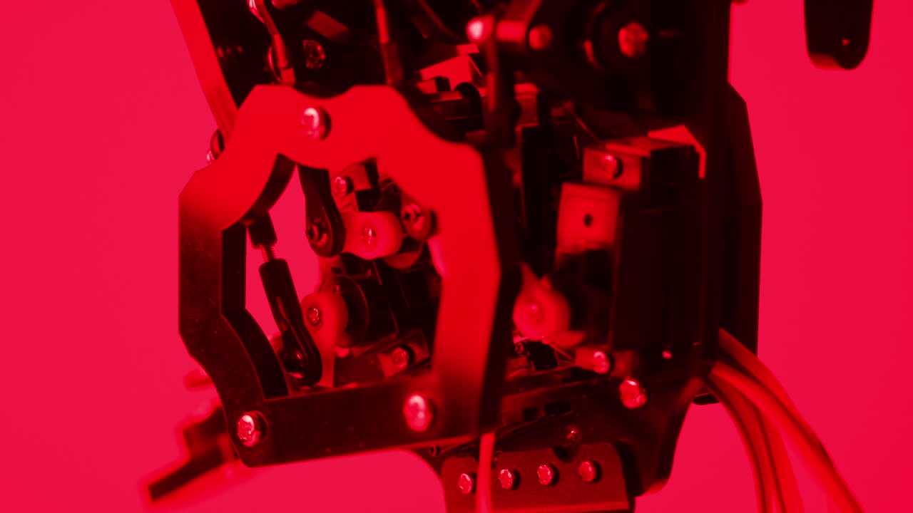 Close-up view of a robotic arm mechanism