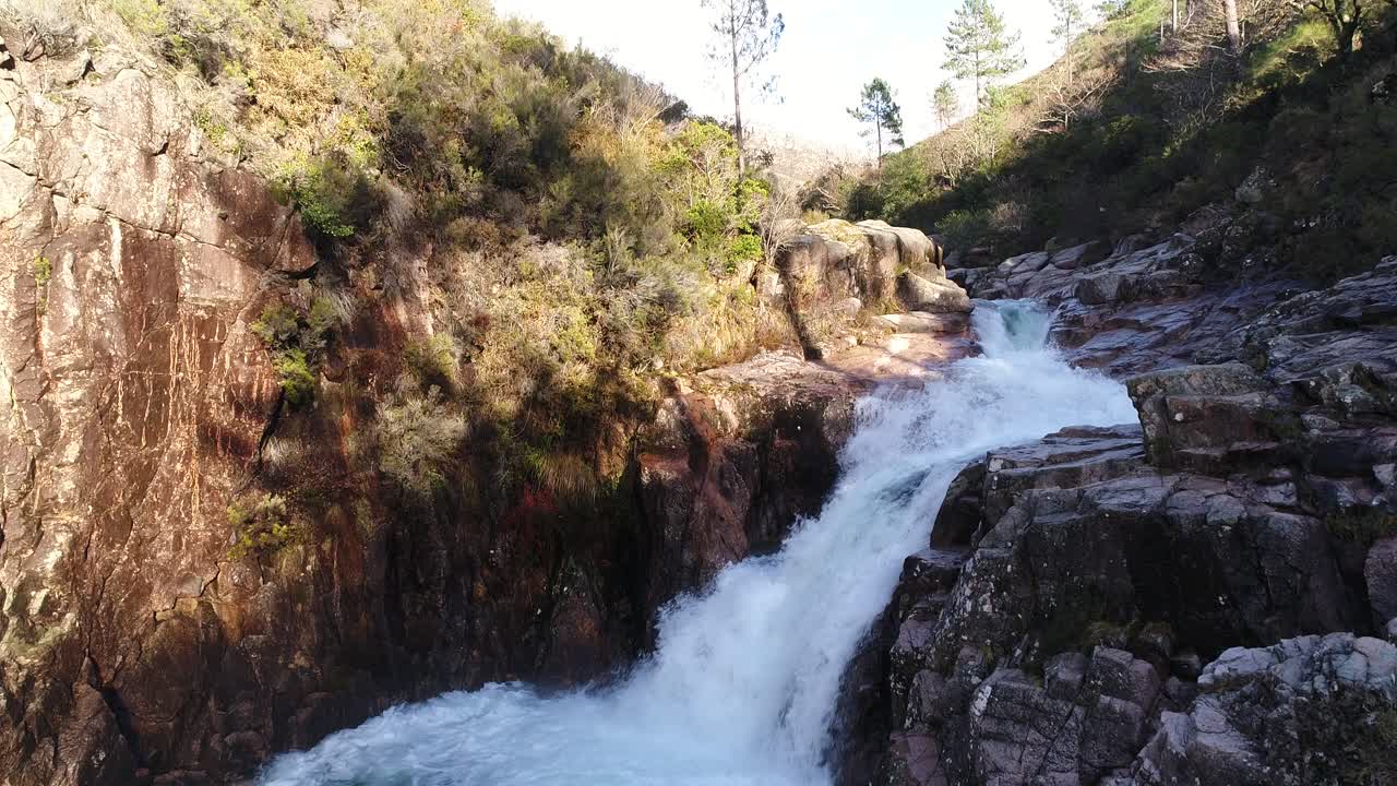 hermoso arroyo de montaña que fluye entre las rocas