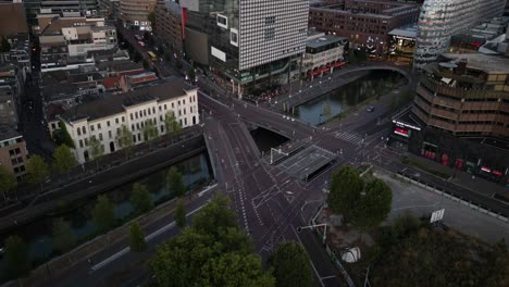 Intersection-in-Utrecht-by-sunset---Dji-Mini-3-Pro