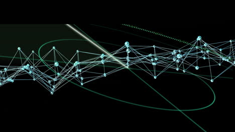 animation of network of connections over scope scanning on black background