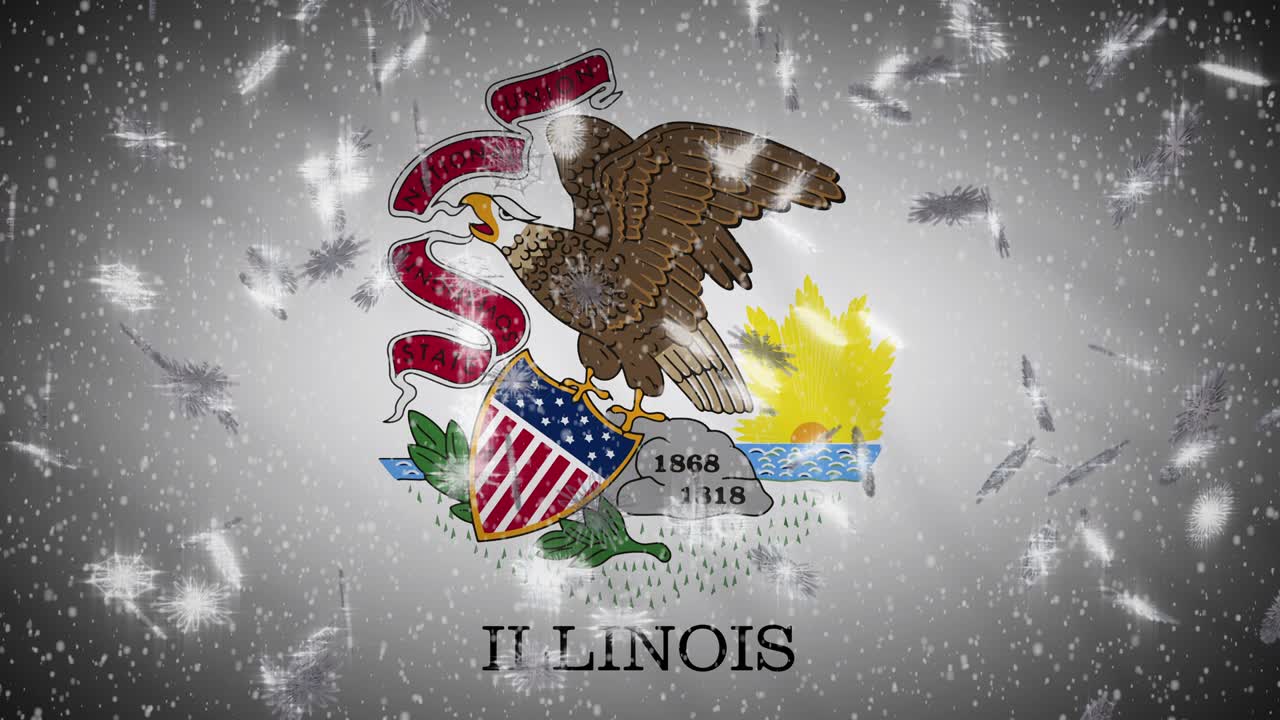 일리노이 발: 눈이 내리고, 새해와 크리스마스 배경, 루프