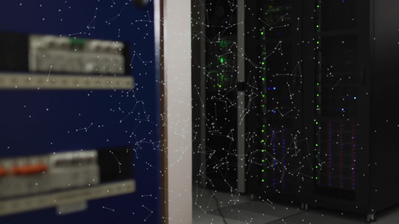 animación del procesamiento de datos a través de servidores informáticos