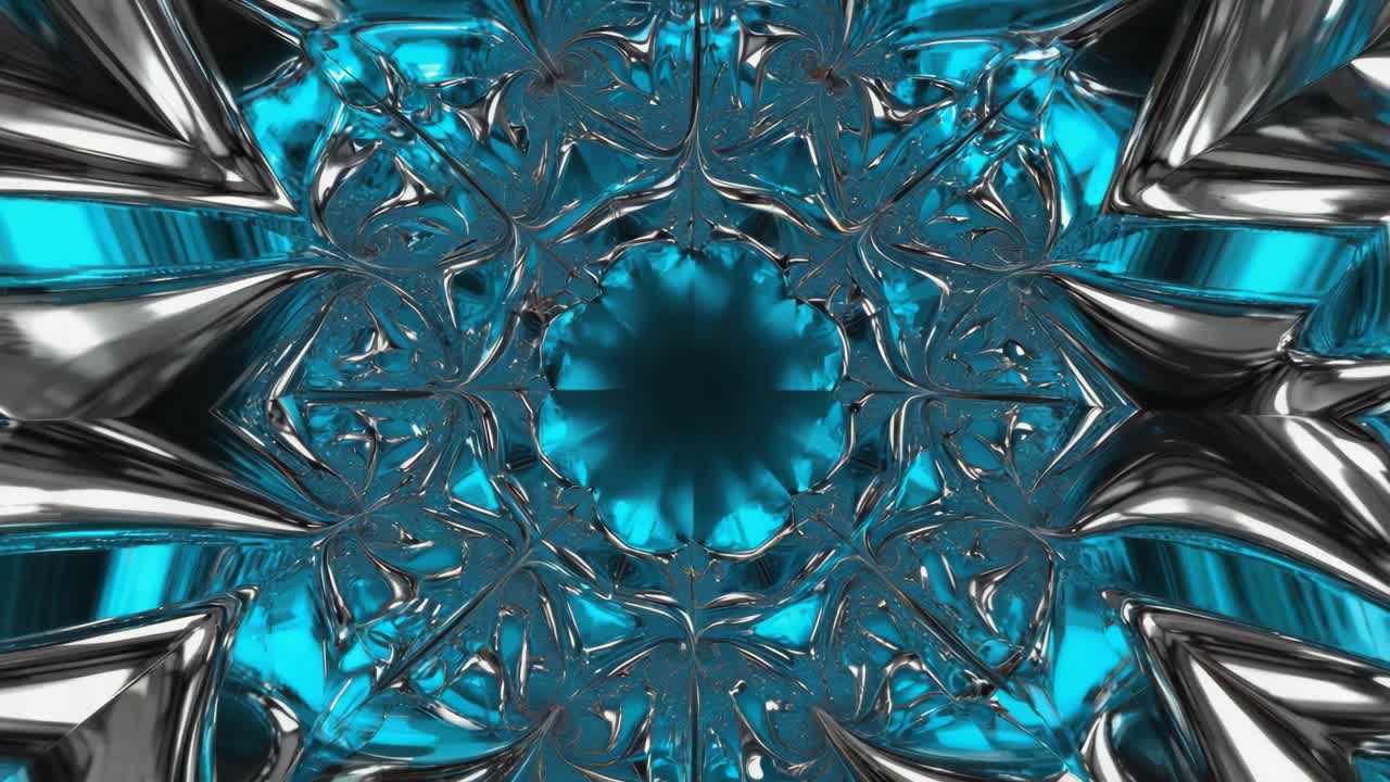 Abstract Blue and Silver Metallic Symmetrical Pattern