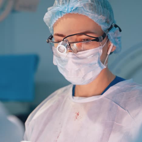 team surgeon at work in operating room. modern equipment in operating room. medical devices for neurosurgery.