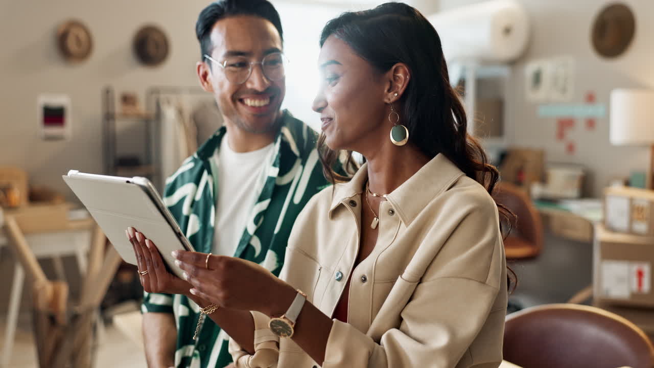 Business people, teamwork and tablet