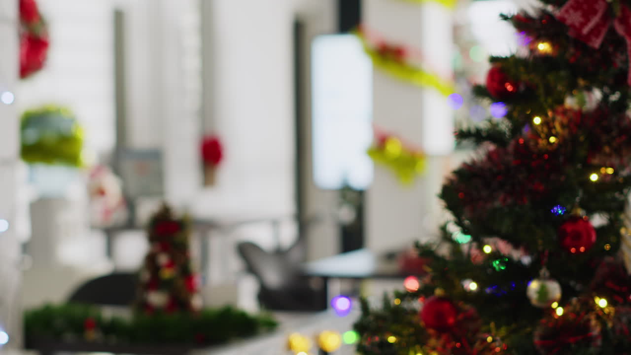 Christmas decorated office