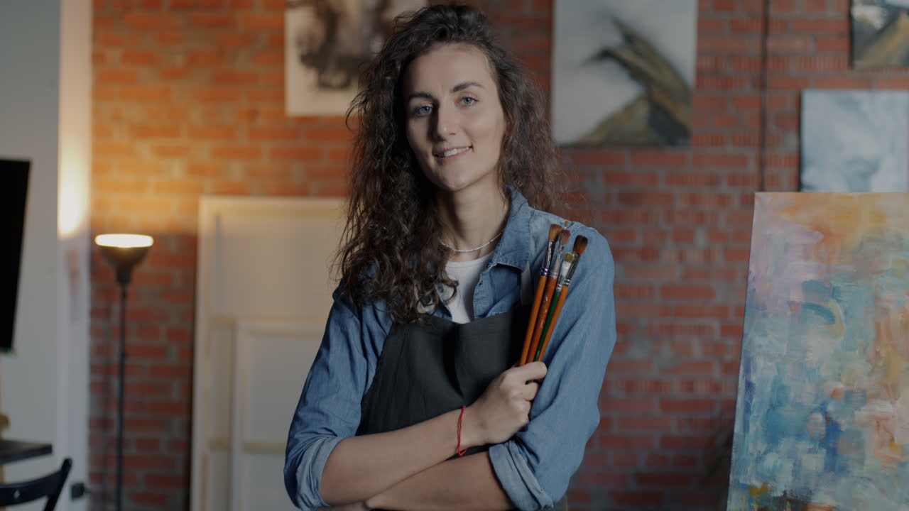 mujer artista en su estudio