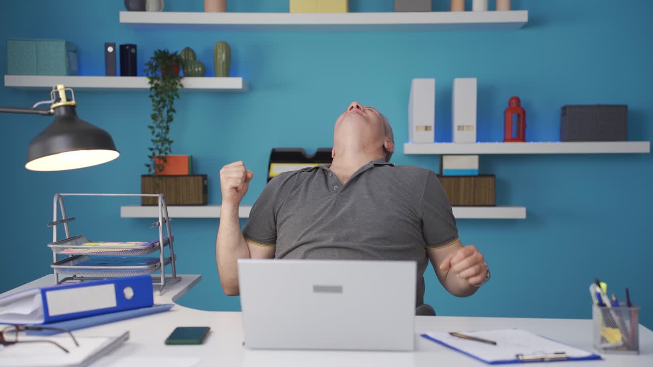 Home office worker man is rich.