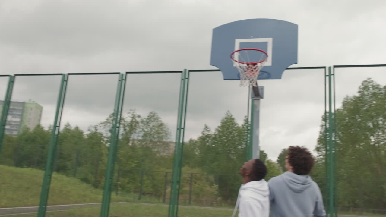Basketball game outdoors