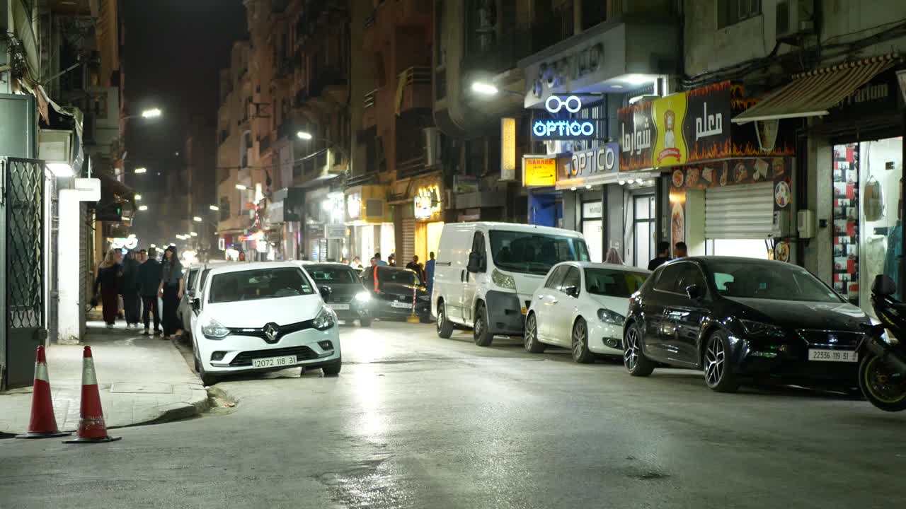 Very busy street on a warm night