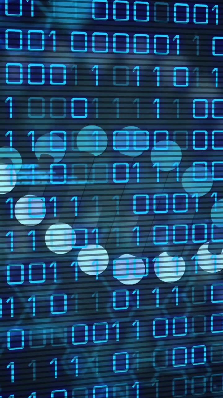 Animation of medical data processing over dark background