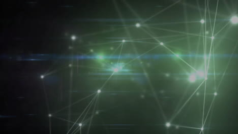 animación de la red de conexiones con puntos de luz sobre fondo negro