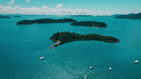 Panoramic-Aerial-View-of-Tancred-Island,-Airlie-beach,-Holidays-Location