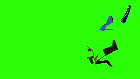 animación de zapatos para mujeres elementos de grupo en pantalla verde diseño plano de clave de croma