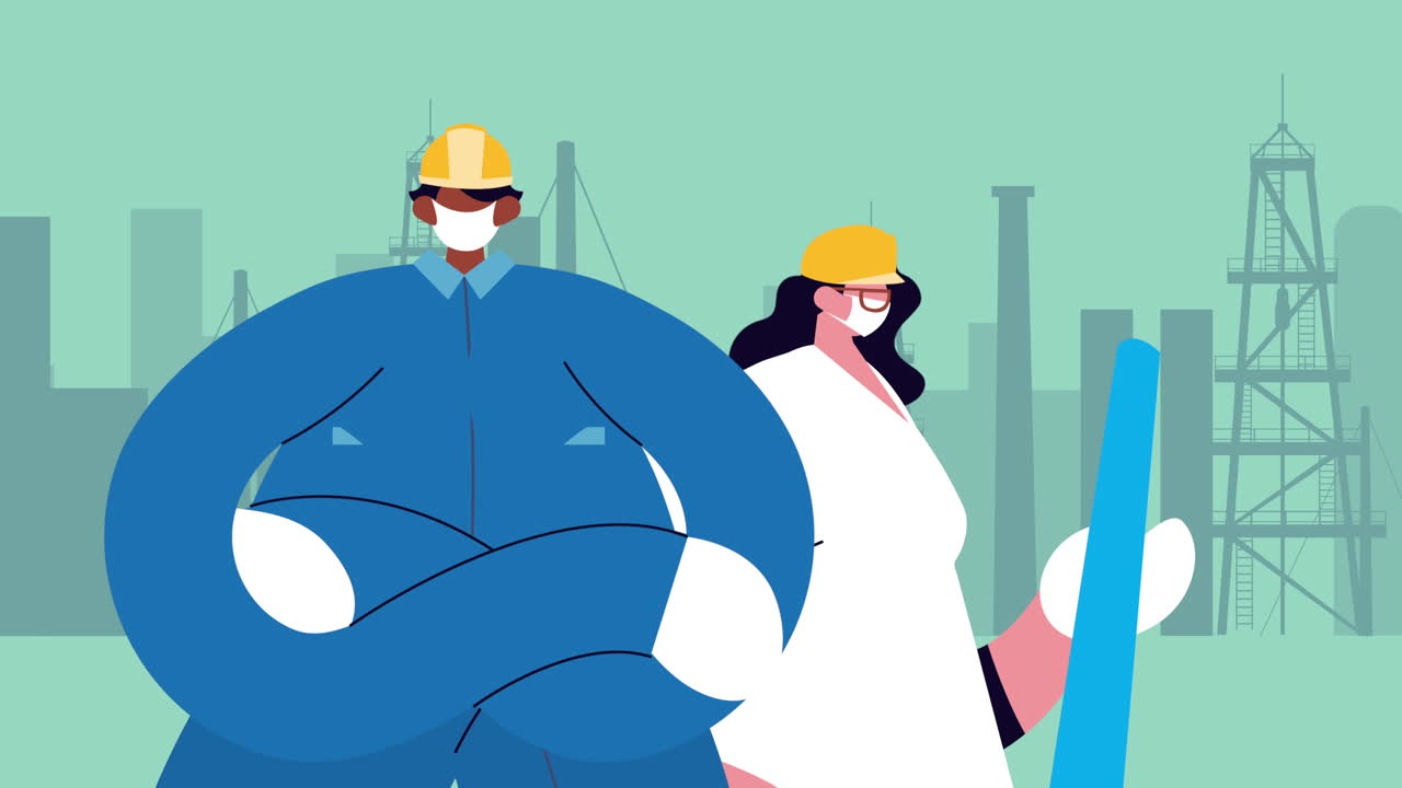 constructor y arquitecto usando máscara médica para la protección contra covid-19