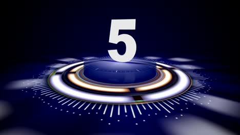 número 5, los diez primeros números de animación con canal alfa, renderización, fondo, bucle