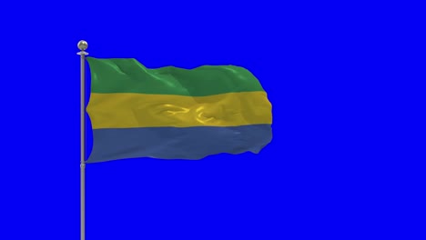 gabon 3d illustration of the waving flag on a pole with chroma