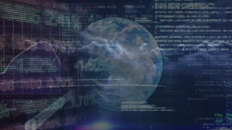 procesamiento de datos del mercado de valores contra el giro del globo