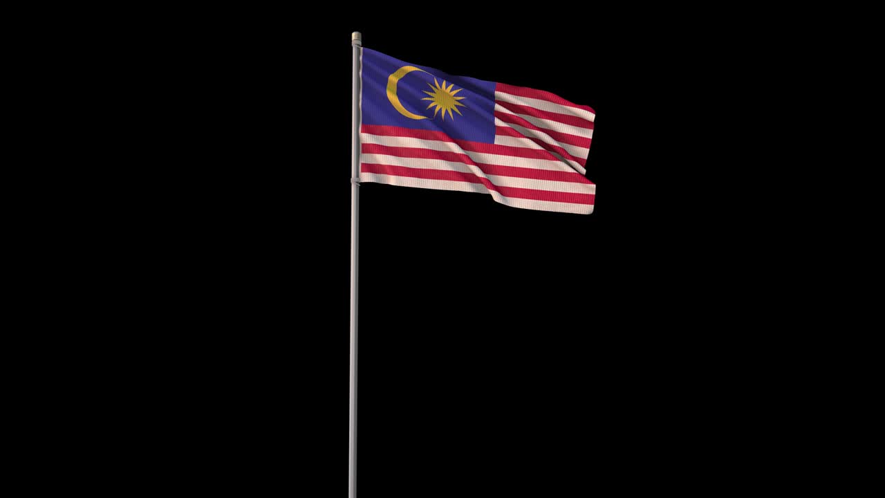Bandiera della Malesia con canale Alpha, video 4k trasparente