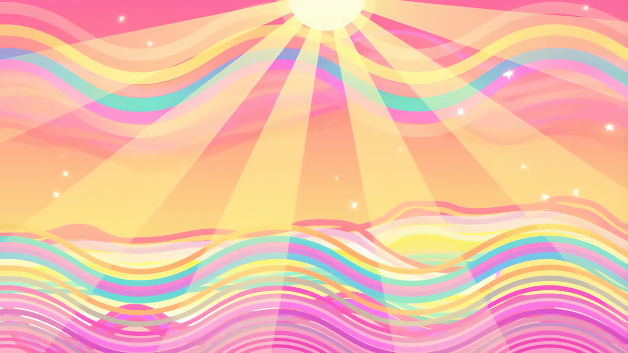 Colorful Abstract Wavy Lines with Sun Rays