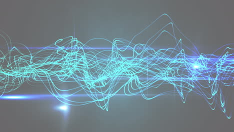 animación de una red de conexiones azules brillantes sobre un fondo gris