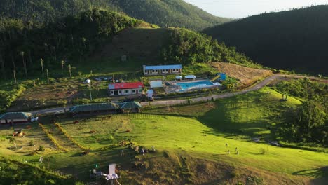 Private-Resort-With-Outdoor-Swimming-Pool-In-Rural-Landscape-By-The-Mountain-In-Visayan-Province-In-The-Philippines