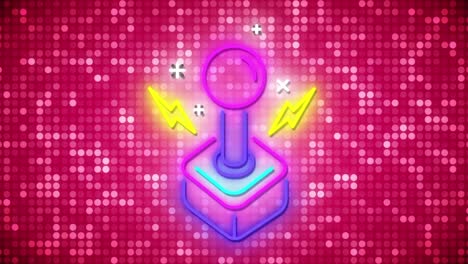 Animation-of-neon-joy-pad-over-pink-glowing-background