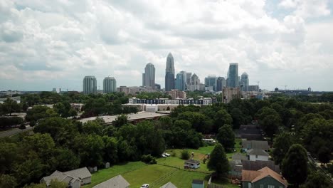 Aerial-of-Charlotte-NC-Skyline-in-Mecklenburg-County-NC