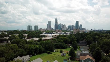 aerial of charlotte nc skyline in mecklenburg county nc