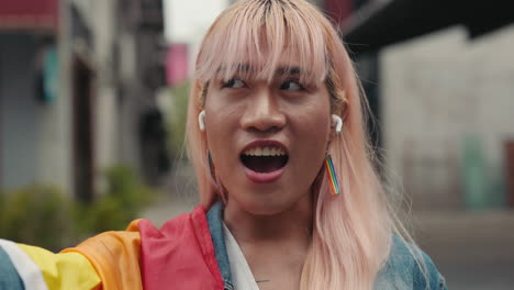 Transgender Person Holding Pride Flag