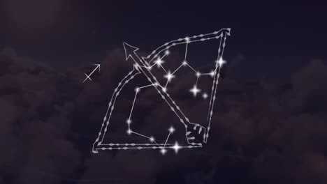 animation of sagittarius star sign with glowing stars