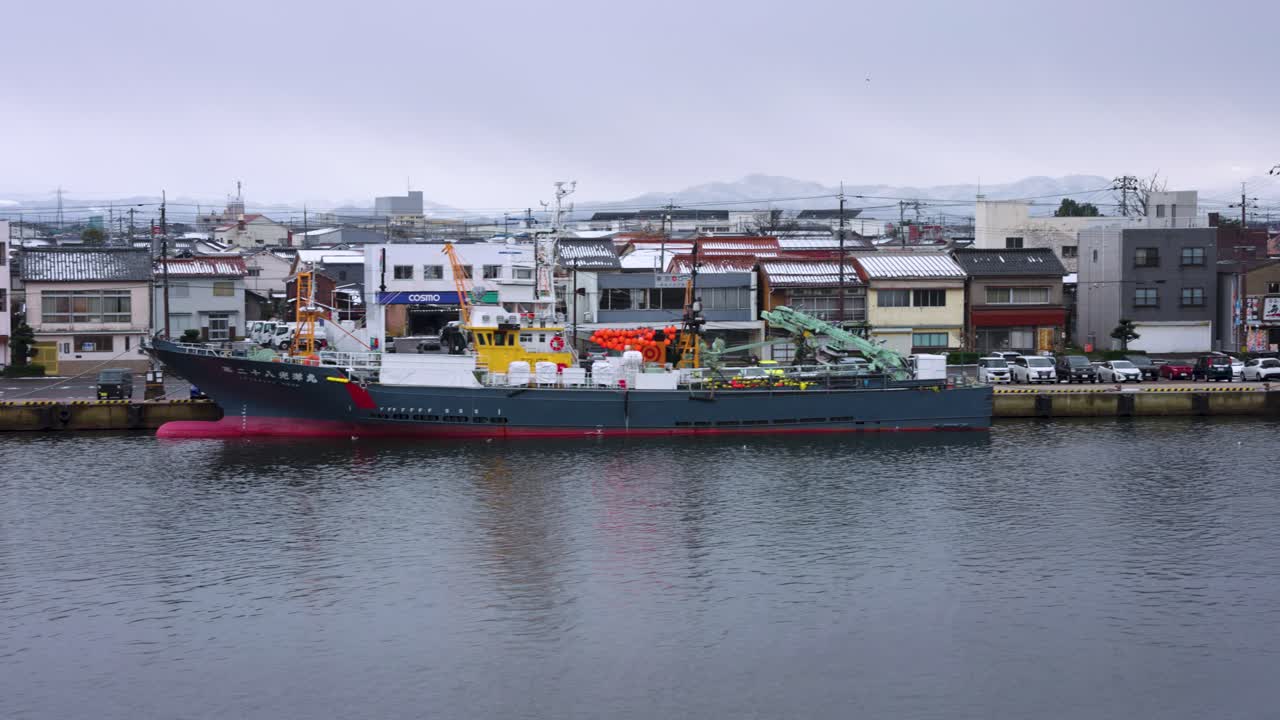 日本海沿岸的島根縣境港冬日景色
