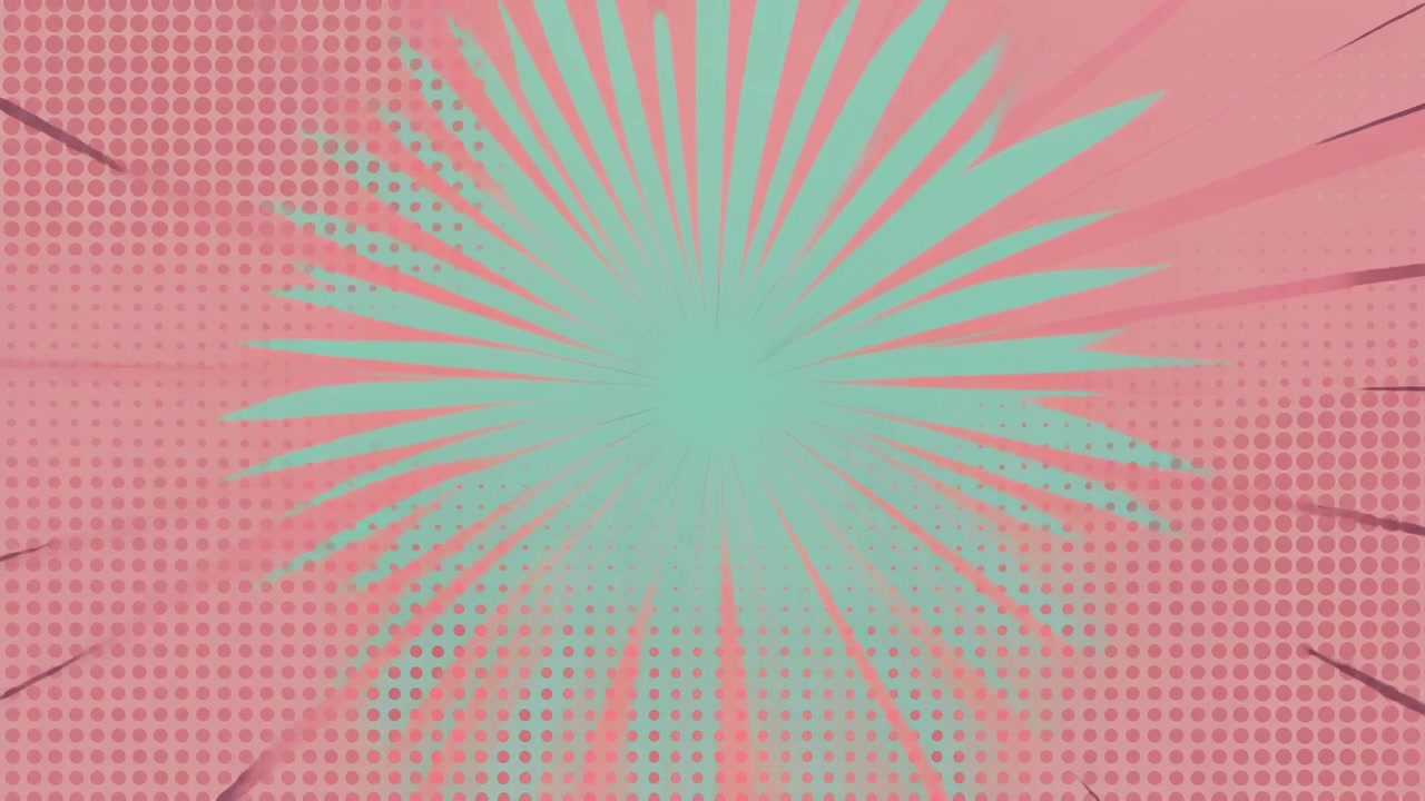 Animated Comic Book Style Sunburst Background with Halftone Pattern