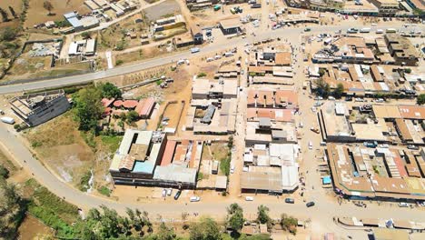 Birdseye-aerial-view-of-Loitokitok-kenya,-shanty-poor-neighborhood-of-Nairobi-suburbs,-Kenya