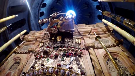 fragment of interior in holy sepulchre church, jerusalem