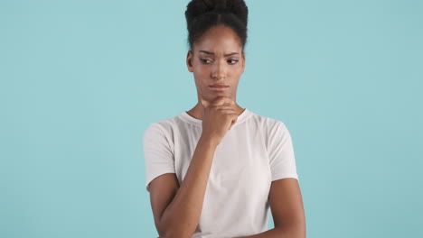 african american woman nodding her head and saying no