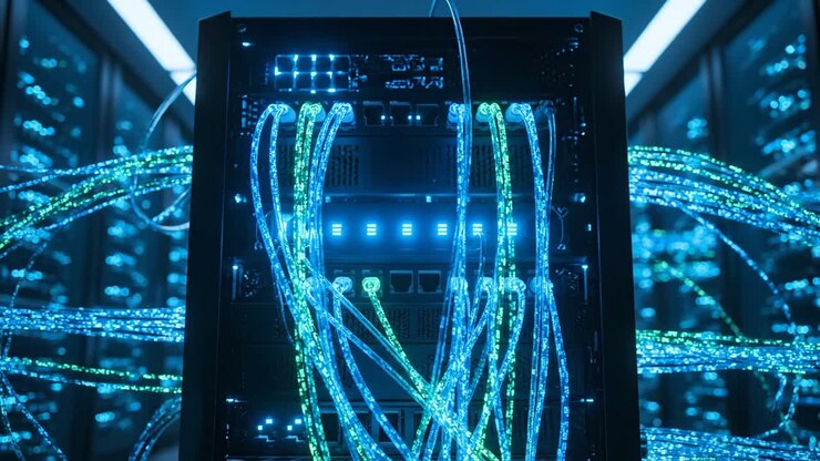 Data Center Server with Network Cables