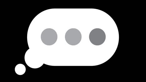elemento simple de una burbuja de pensamiento que aparece con puntos de carga y palabra de inicio.